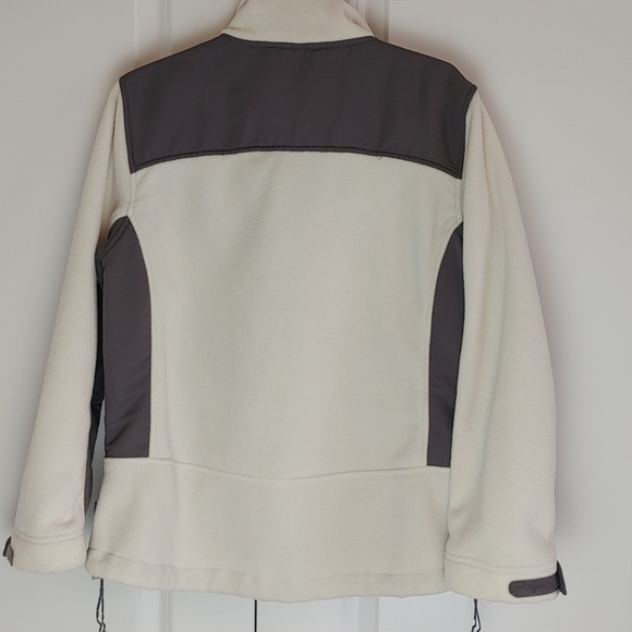 Women's Sz M Free Country Fleece Jacket Gray and Winter White Pockets zipup - Picture 2 of 7